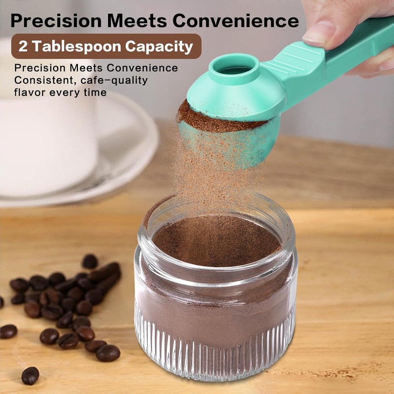 CEILUPY 2-in-1 Coffee Scoop with Funnel, 2 Teaspoon Measuring Spoon for Reusable K Cups, Ground Coffee, Protein Powder & Tea, Mess-Free Plastic Design (Light Green) - Image 2